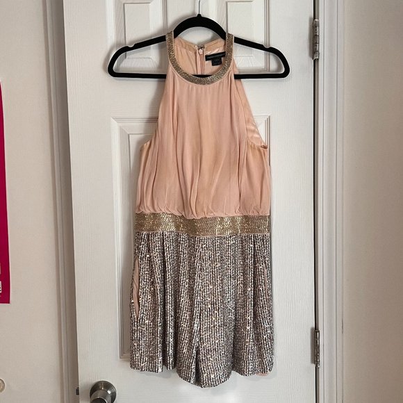 Silk & Sequins Romper - French Connection Size 4 - Picture 2 of 4